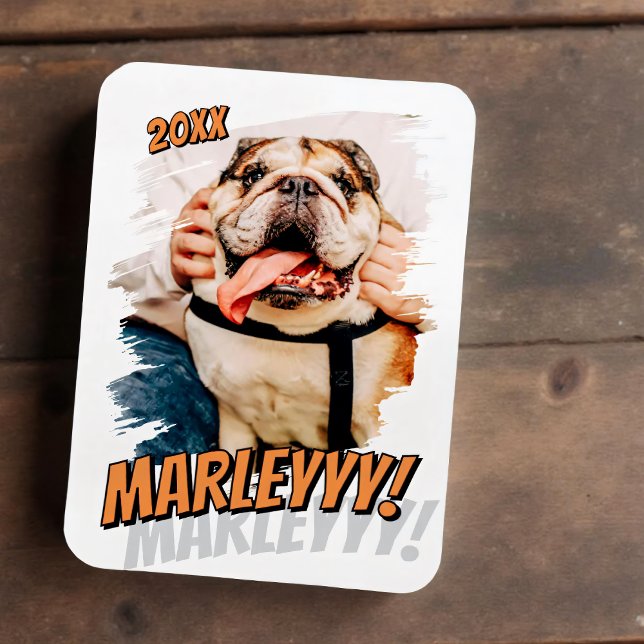 Modern Comic Simple Grunge Custom Pet Photo Magnet (Creator Uploaded)
