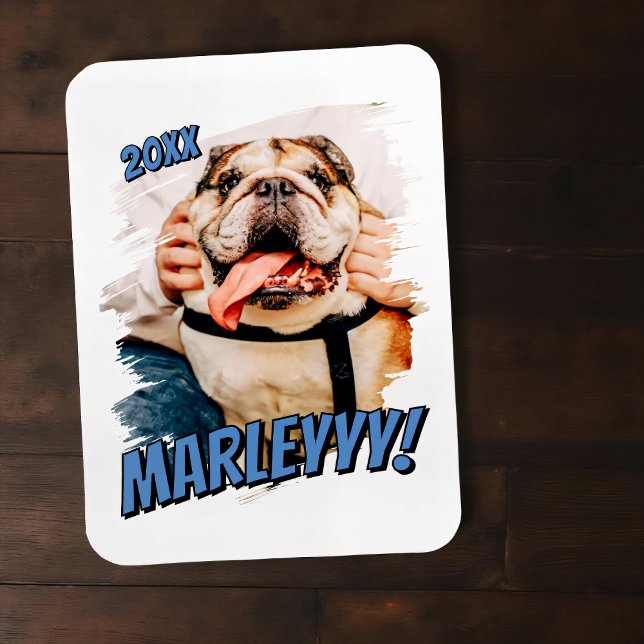 Modern Comic Simple Grunge Custom Pet Photo Magnet (Creator Uploaded)