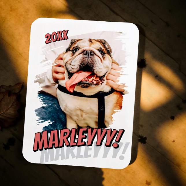 Modern Comic Simple Grunge Custom Pet Photo Magnet (Creator Uploaded)