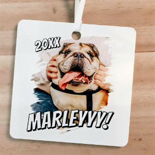 Modern Comic Simple Grunge Custom Pet Photo Metal Tree Decoration