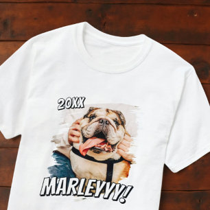 Modern Comic Simple Grunge Custom Pet Photo T-Shirt