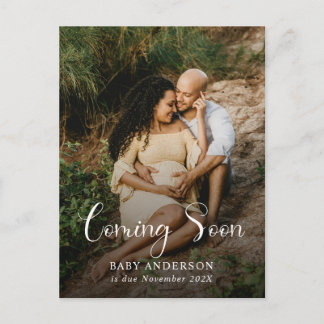 Modern Coming Soon Baby Photo Pregnancy  Announcement Postcard