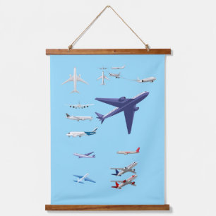 Modern Commercial Aeroplanes Fleet Aviation Wall Hanging Tapestry