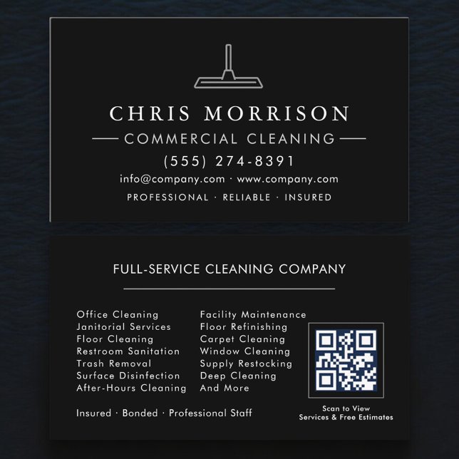 Modern Commercial Cleaning QR Code Business Card (Creator Uploaded)