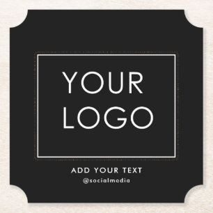 Modern Company Business Corporate Logo Black  Paper Coaster
