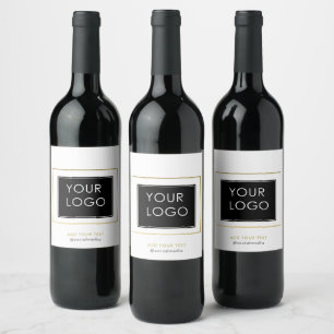 Modern Company Business Corporate Logo White Wine Label