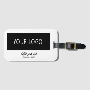 Modern Company Business Logo Branded White Script Luggage Tag