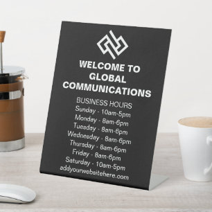 Modern Company Custom Business Hours Store Pedestal Sign
