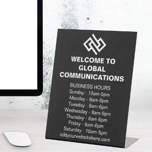 Modern Company Custom Business Hours Store Pedestal Sign