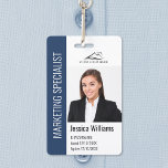 Modern Company Employee Photo Logo Name Blue ID ID Badge<br><div class="desc">Easily personalize this blue professional employee photo ID badge with your custom details.</div>