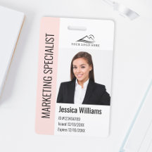 Modern Company Employee Photo Logo Name Blush ID