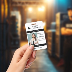 Modern Company Employee Photo Logo Name ID Badge