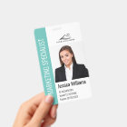 Modern Company Employee Photo Logo Name Teal ID
