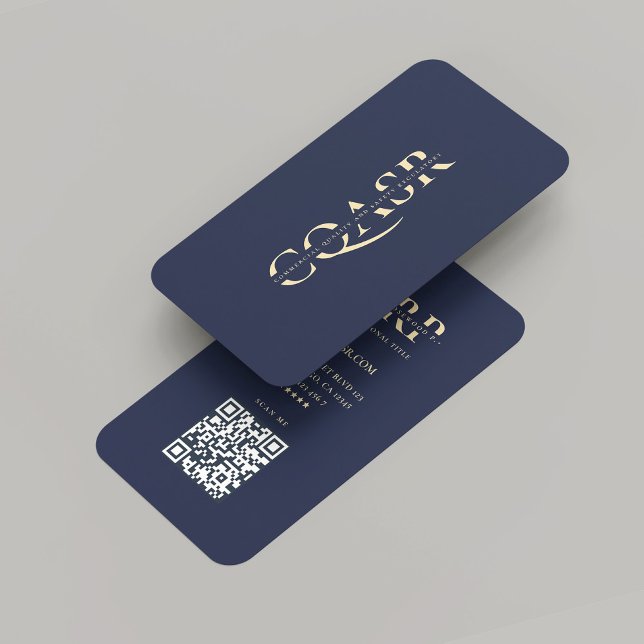 Modern Company Gold Monogram Dark Blue Business Card (Modern Company Gold Monogram Professional Corporate Logo Dark Blue Business Card
)