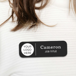 Modern Company Logo Black Employee Name Tag
