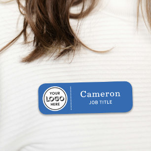 Modern Company Logo Blue Employee Name Tag