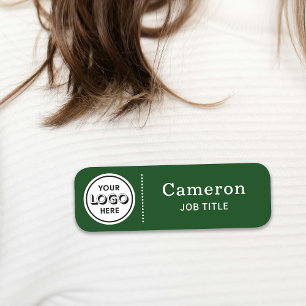 Modern Company Logo Dark Green Employee Name Tag