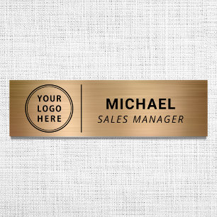 Modern Company Logo Gold Name Tag
