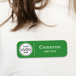 Modern Company Logo Green Employee Name Tag