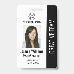 Modern Company Logo Photo Black Employee ID Badge