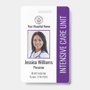 Modern Company Logo Photo Purple Employee ID Badge