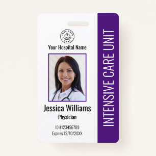Modern Company Logo Photo Purple Employee ID ID Badge