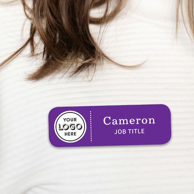 Modern Company Logo Purple Employee Name Tag (Creator Uploaded)