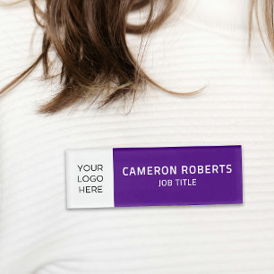 Modern Company Logo Purple Employee Name Tag