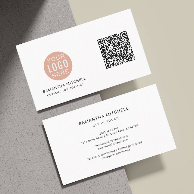 Modern Company Logo QR Code Custom Business Card (Modern Company Logo QR Code Custom Business Card)