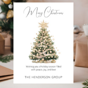 Modern Company Logo QR Code Merry Christmas Tree Holiday Card