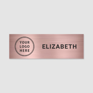 Modern Company Logo Rose Gold Name Tag
