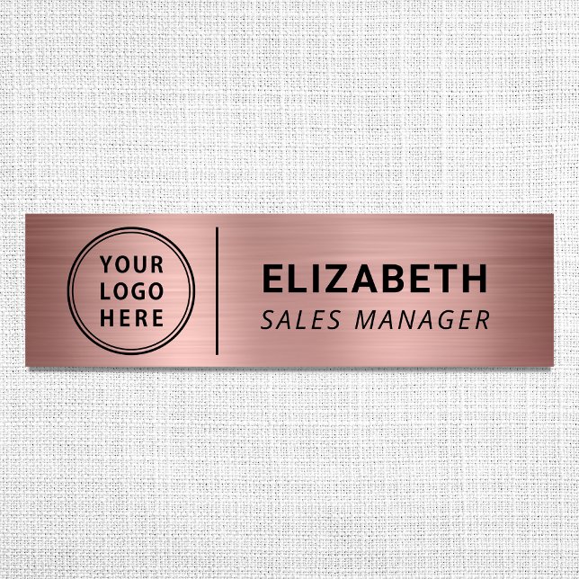 Modern Company Logo Rose Gold Name Tag (Creator Uploaded)