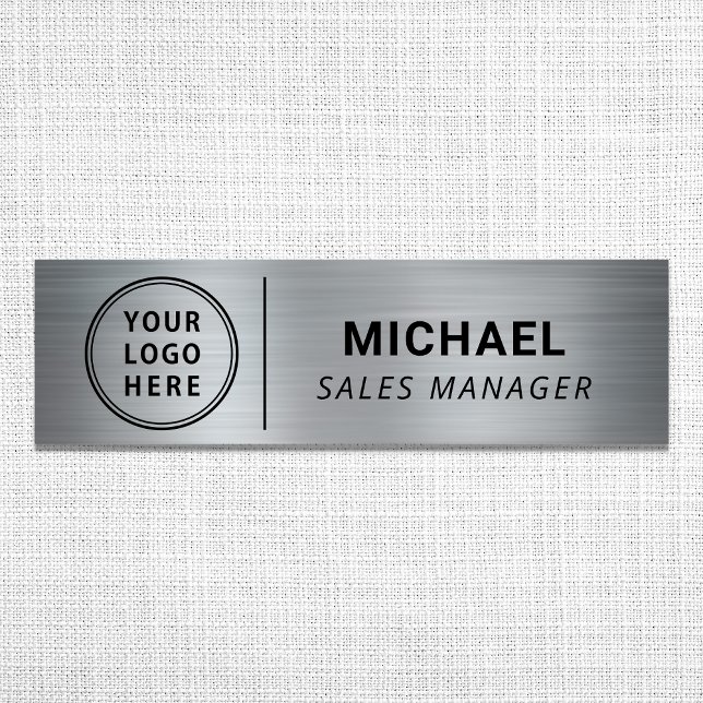 Modern Company Logo Silver Name Tag (Creator Uploaded)
