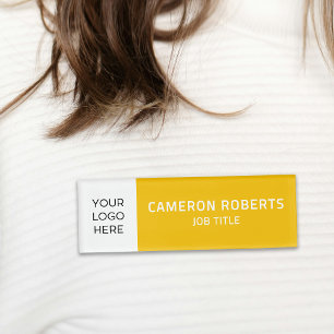 Modern Company Logo Yellow Employee Name Tag