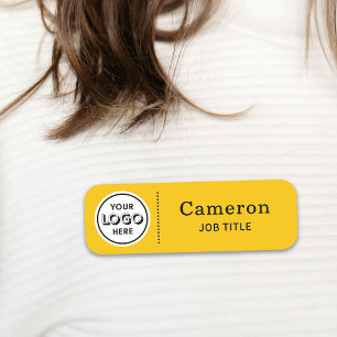 Modern Company Logo Yellow Employee Name Tag