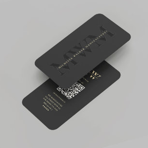 Modern Company Monogram Professional Black Business Card