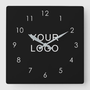 Modern Company Professional Business Logo Black  Square Wall Clock