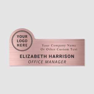 Modern Company Rose Gold Name Tag