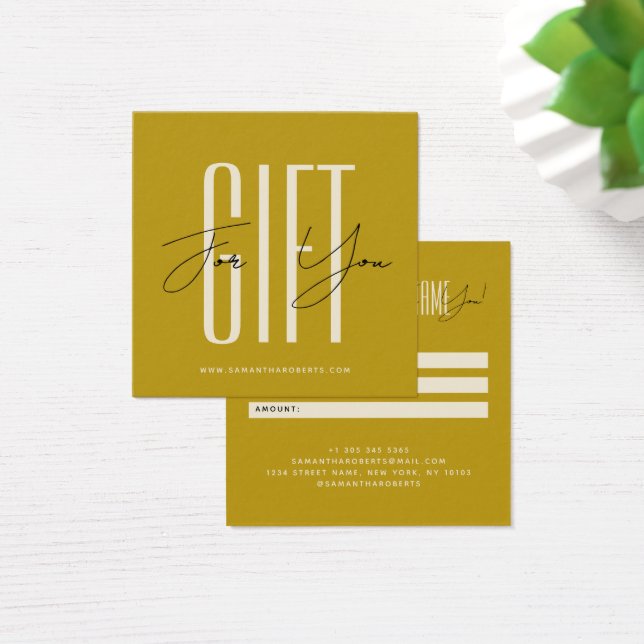 Modern company typography script gold gift card (Desk)