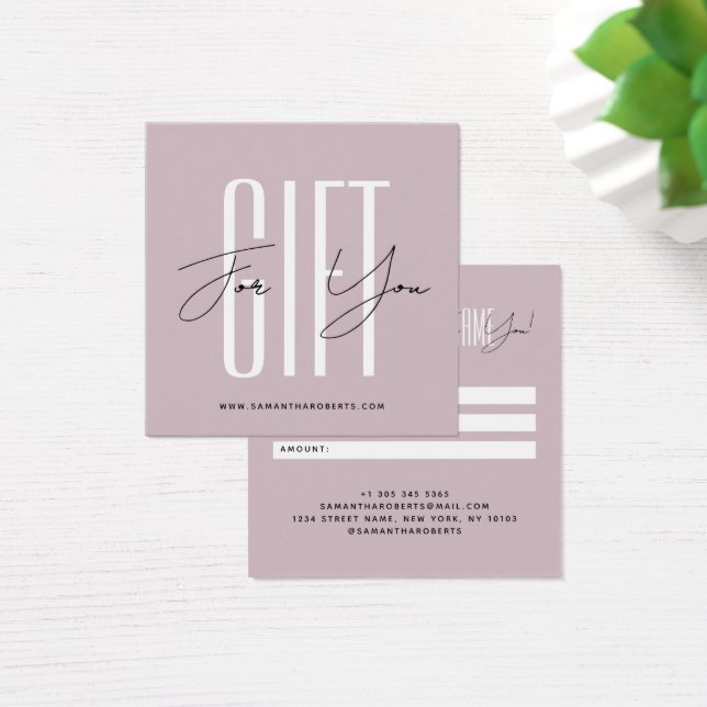Modern company typography script rose gift card (Desk)