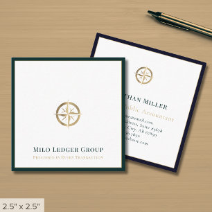 Modern Compass Logo Square Business Card