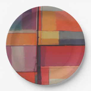 Modern Composition Abstract Artwork Paper Plate