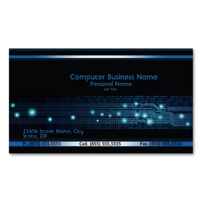 Modern Computer Business Magnetic Business Card (Front)