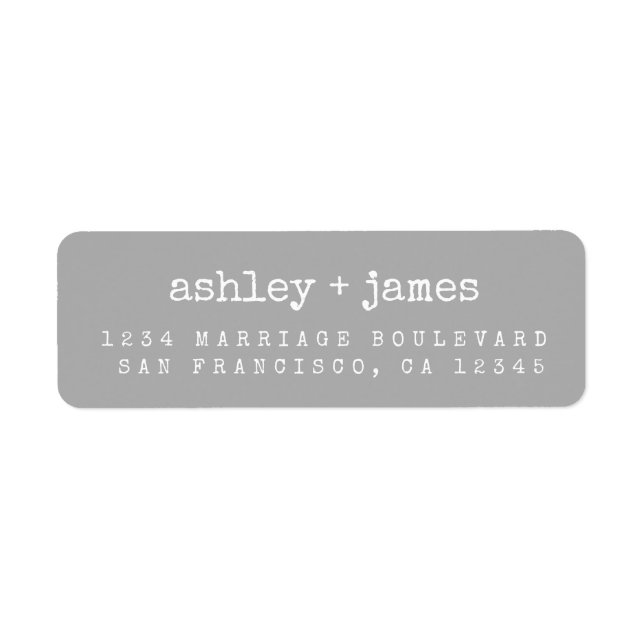Modern Concrete Gray Wedding Return Address Label (Front)