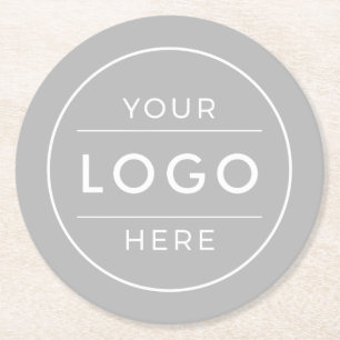 Modern Concrete Grey Custom Business Logo Round Paper Coaster