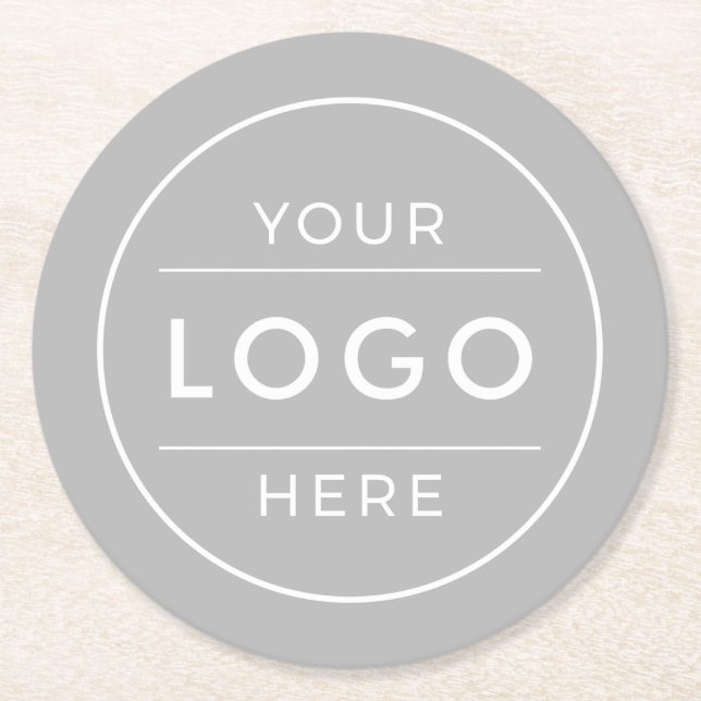 Modern Concrete Grey Custom Business Logo Round Paper Coaster (Front)