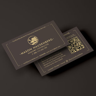 Modern Concrete Masonry Contractor Espresso Business Card