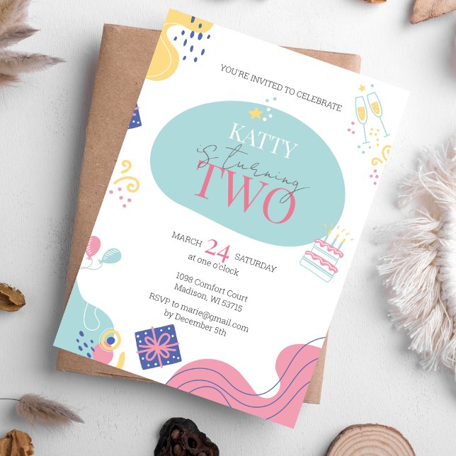 Modern Confetti 2nd Birthday Invitation  (Creator Uploaded)
