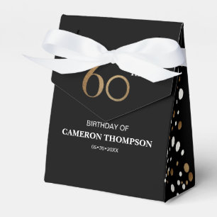 Modern confetti 60th birthday Gold Black Favour Box