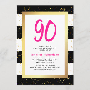 Modern Confetti 90th Birthday Party Invitation